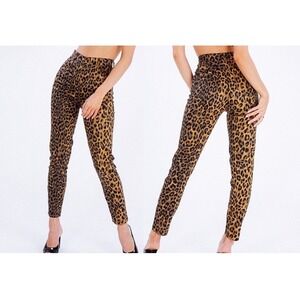 Verge Girl Women Weight in Gold Pants 10 Brown Black Animal Print Ultra Hi Rise